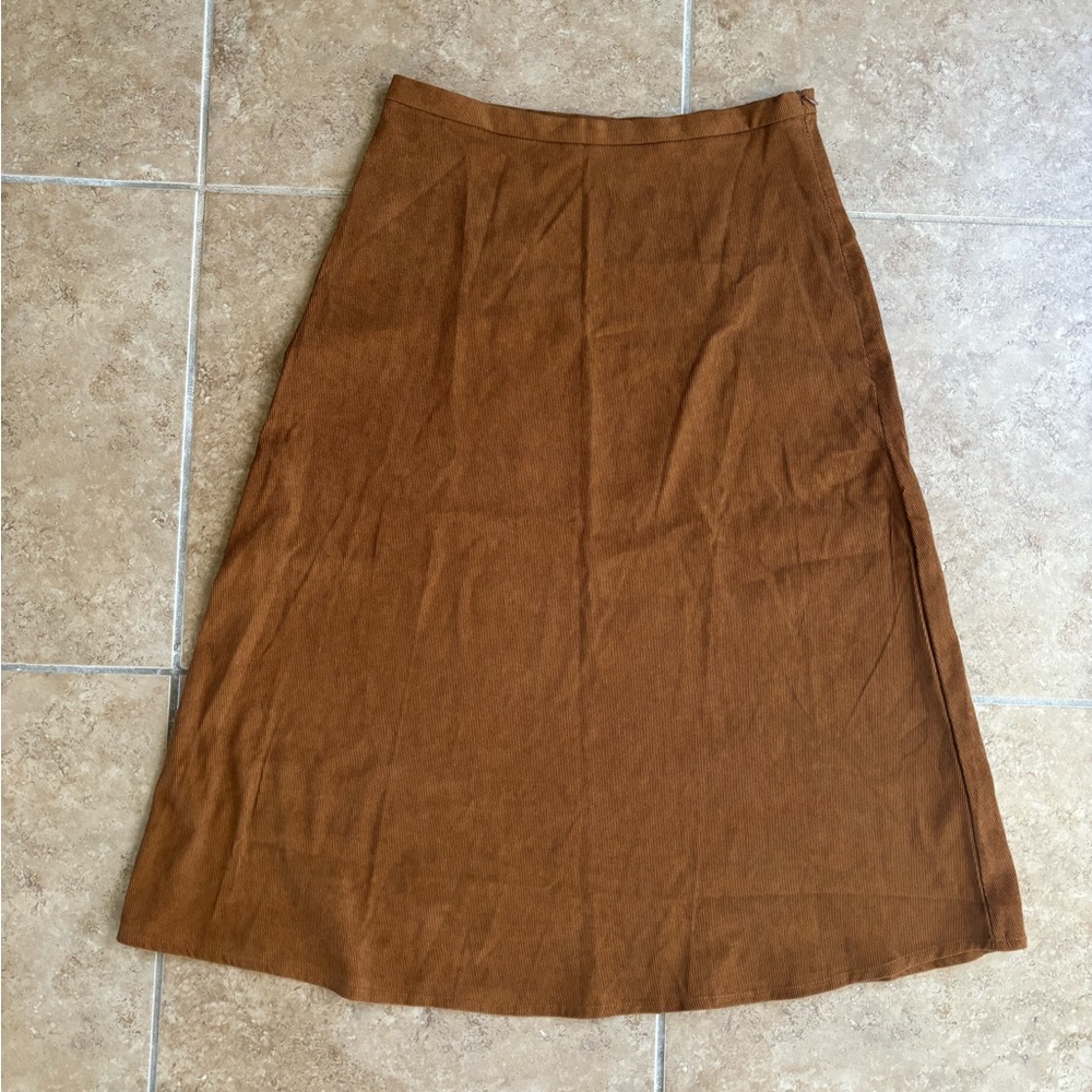 Brown A-Line mid-calf suede skirt - never worn